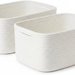 Alternative view of Special Storage Basket for Shelves 16.8”x13”x7.5”2 Pack, Large Storage Baskets, Soft Cotton Rope Woven Baskets