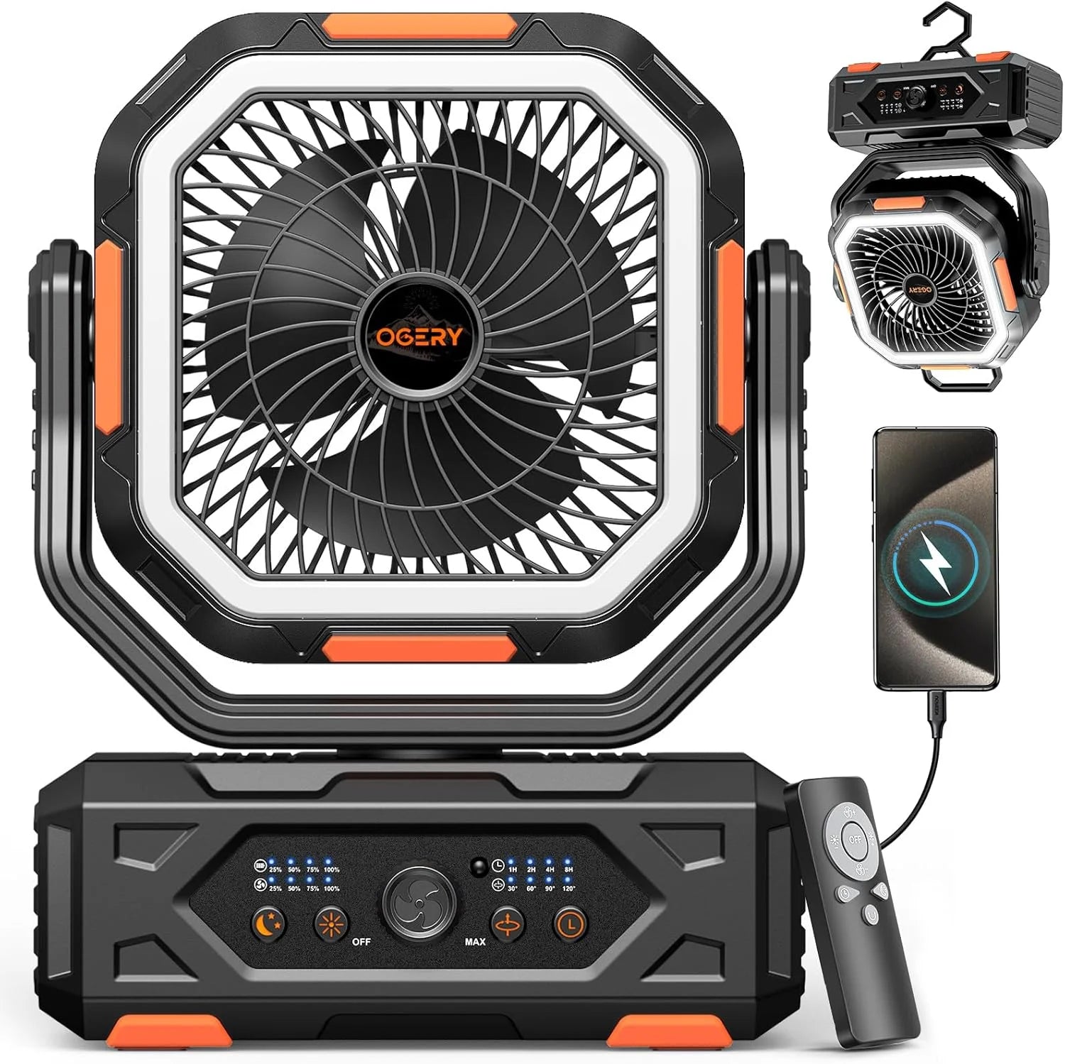 Special OGERY Portable Fan Rechargeable, 30000mAh Camping Fan for Tent, RV & Outdoor with Up to 322H Runtime