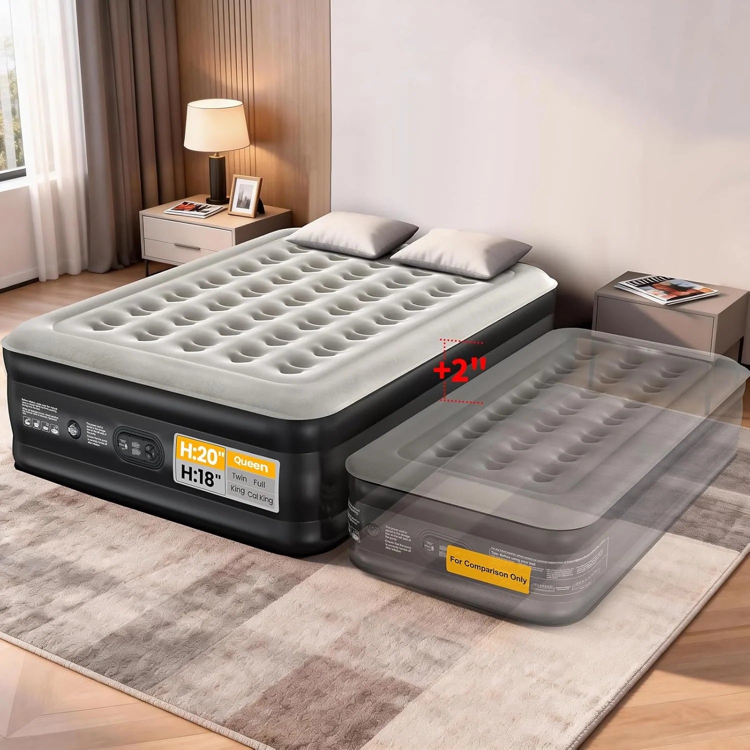 Special Air Mattress Queen with Built in Pump, 18 Raised Inflatable Blow Up Mattress, Upgraded Surface Portable Bed - Image 9