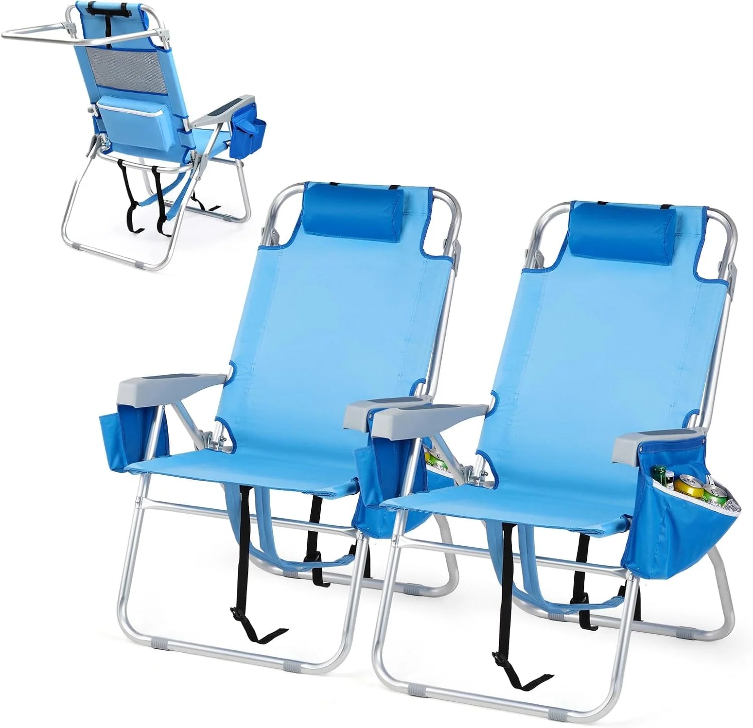 Special Tall Beach Chair 2 Pack Lightweight, Backpack Beach Chair for Adults with 5-Position, Lightweight Folding Beach - Image 3