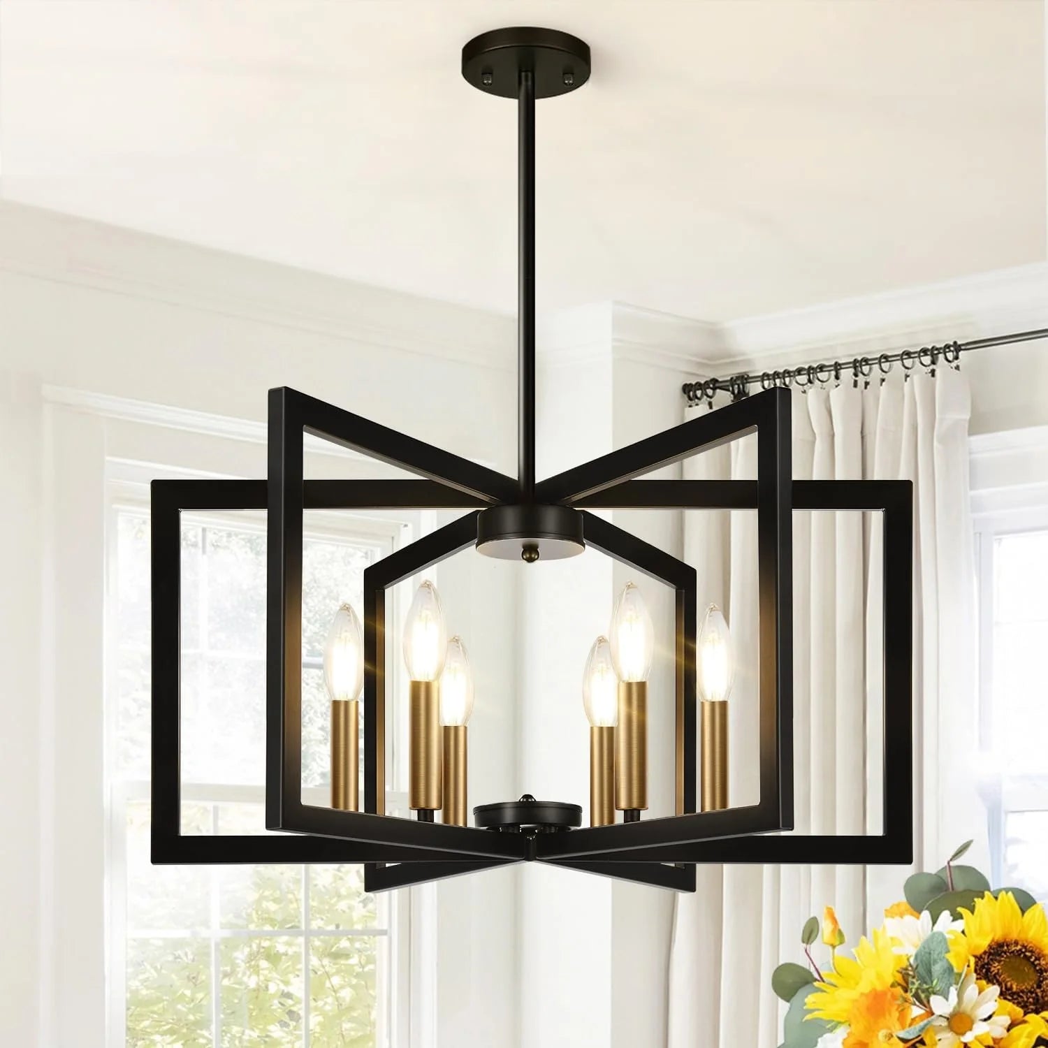 Special 25-61 Height Adjustable Modern Matte Black Chandelier for Dining Room - Image 8