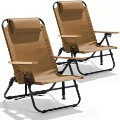 Alternative view of Special Canpsky 2 Pack Premium 5-Position Reclining Camping Chair, Portable Folding Lightweight Outdoor Chair with Wooden