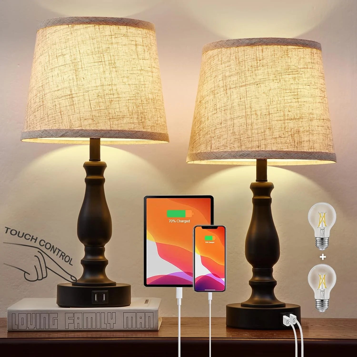 Special Lamps for Bedroom Set of 2, Dimmable, Bulb Included - Image 4