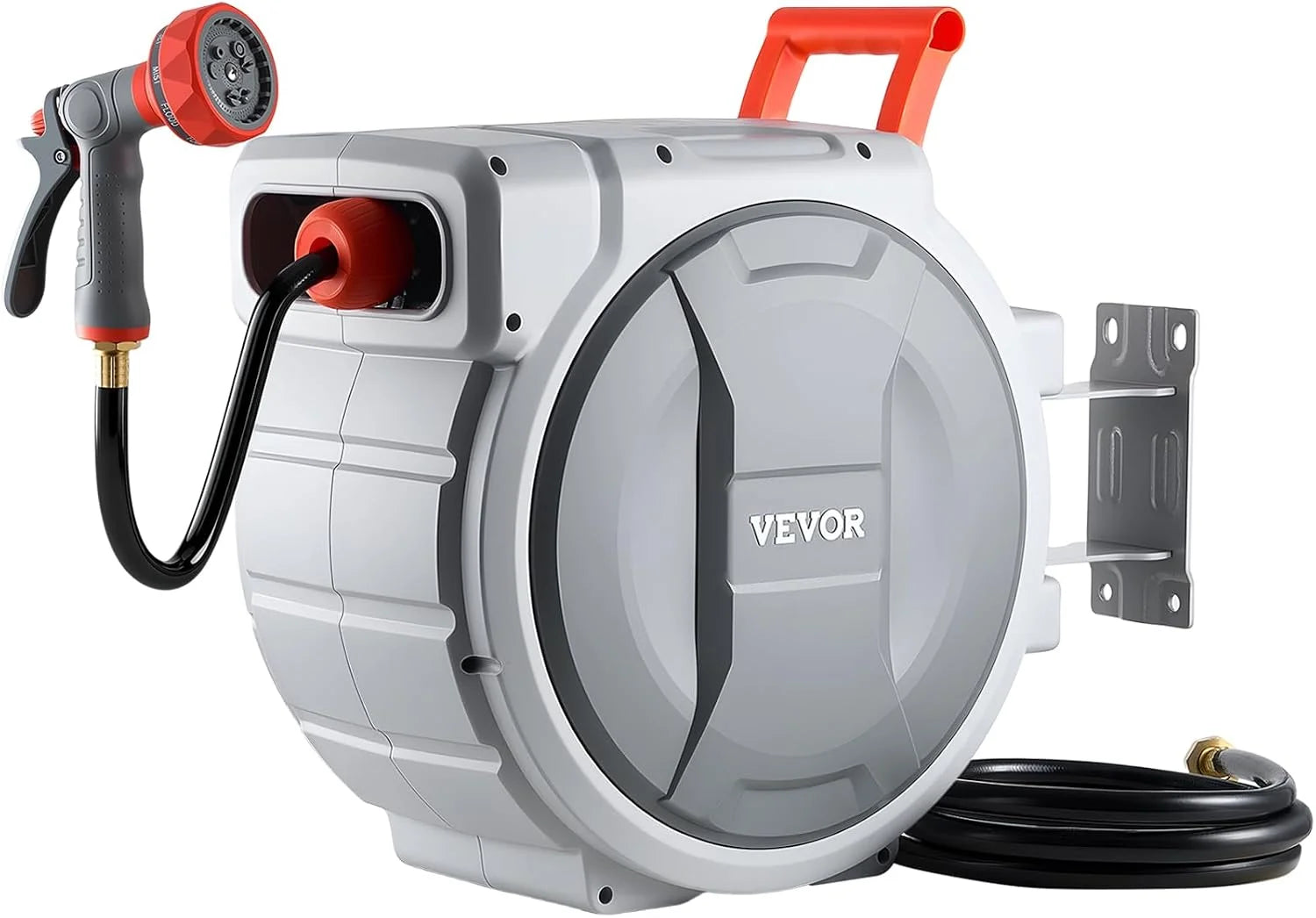 Special VEVOR Retractable Garden Hose Reel, 1/2 in x 50 ft, Wall Mounted Hose Reel with 9-Function Sprayer Nozzle and 180° - Image 3
