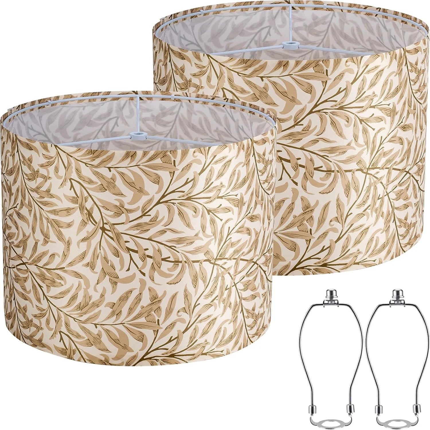 Special White 13 Drum Lamp Shades Set of 2 with Harps - Image 3