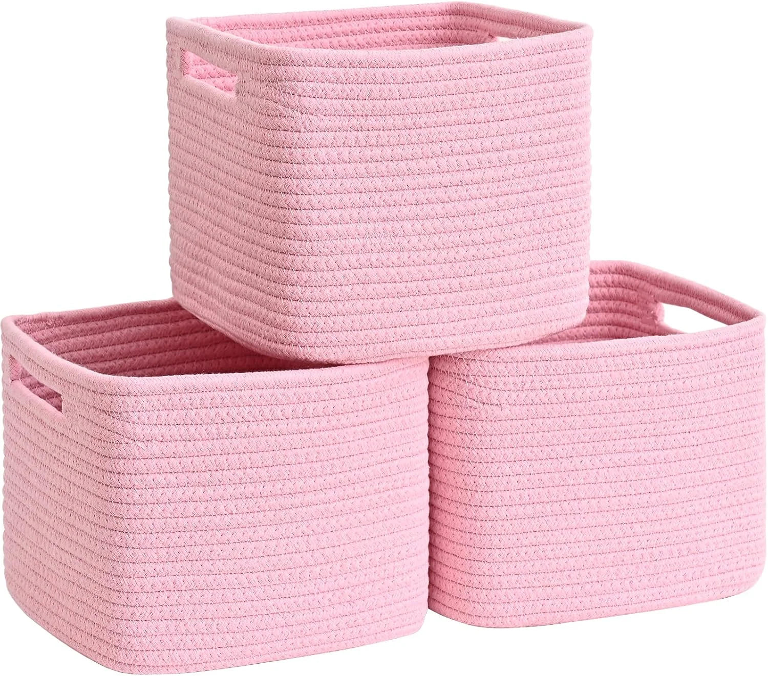 Special 3 Pack Cube Storage Bin, 9”x9”x7” Cotton Rope Woven Baskets for Organizing Toys Clothes Towels, Square Gift - Image 3