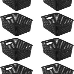 Alternative view of Special Black Storage Baskets, Plastic Woven Organizer Baskets, Stackable Shelf Baskets for Closet, Pantry