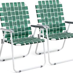 Special Patio Lawn Webbed Folding Chairs Set of 2, Outdoor Beach Portable Lawn Chair Camping Chair Beach Chair for Yard