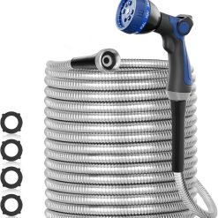 Alternative view of Special 100ft 304 Stainless Steel Garden Hose Metal, Heavy Duty Water Pipe with Nozzles for Yard