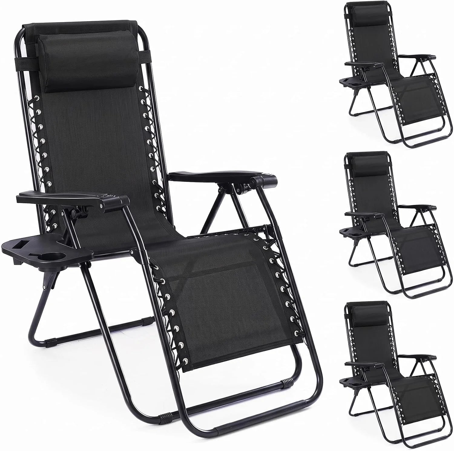 Special Zero Gravity Chairs Set of 2, Lounge Chair Folding Portable Adjustable Camping Reclining Chairs with Adjustable Pollow - Image 6