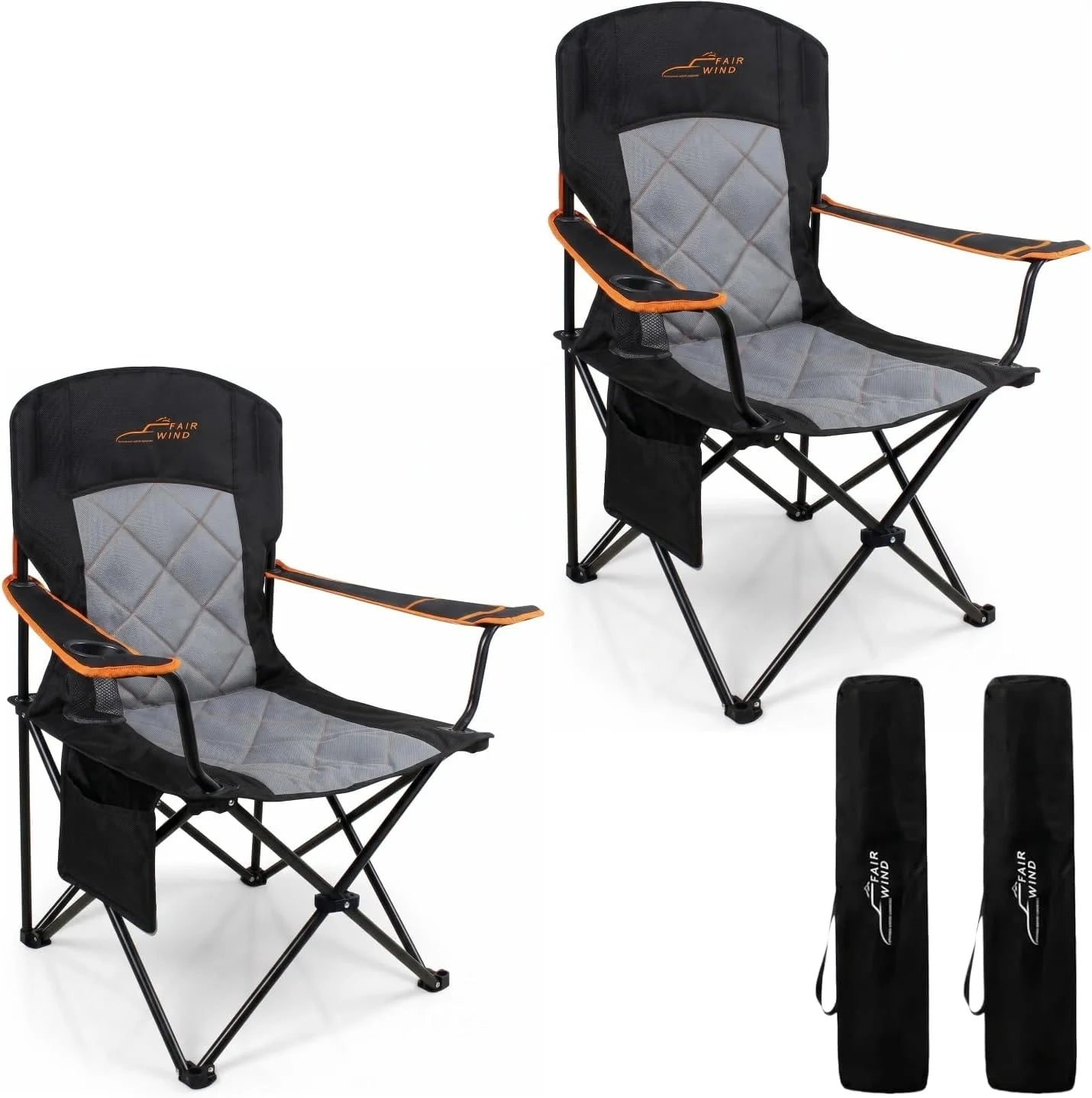 Special FAIR WIND Oversized Padded Camping Chair 2 Pack 350 LBS Capacity Heavy Duty Quad Chair with Lumbar-Support - Image 3