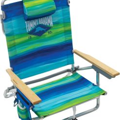 Special Bahama 5-Position Classic Lay Flat Folding Backpack Beach Chair, Aluminum, Red, White