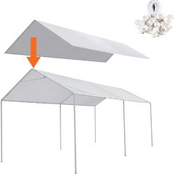 Alternative view of Special 10 x 20 Ft Carport Replacement Canopy Cover Garage Top Tent Shelter Tarp with Free 44 Ball Bungee Cords