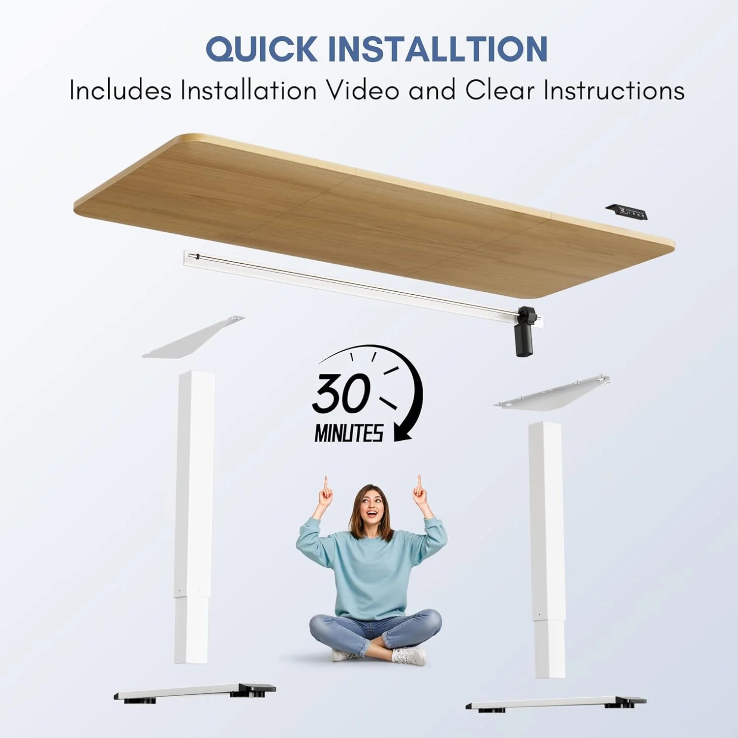 Special 55 x 24 Inches Electric Height Adjustable Standing Desk Large Sit Stand Up Desk Home Office Computer Desk Memory - Image 15