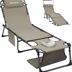 Alternative view of Special Lounge Chair with face Hole & Canopy Shade, 400LBS Folding Portable Tanning Chair with face Hole