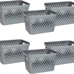 Special Plastic Baskets for Organizing, Set of 6, Pantry Storage for Under Counter, Linen Closet, and Bathroom, Nesting