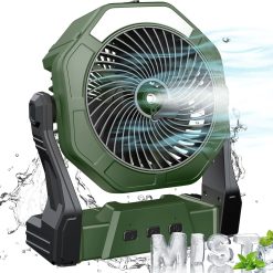 Special Ausic Portable Misting Fan for Outdoor Cooling, [8-35Hrs] Battery Powered Mist Fans with Water Misters & LED Lantern