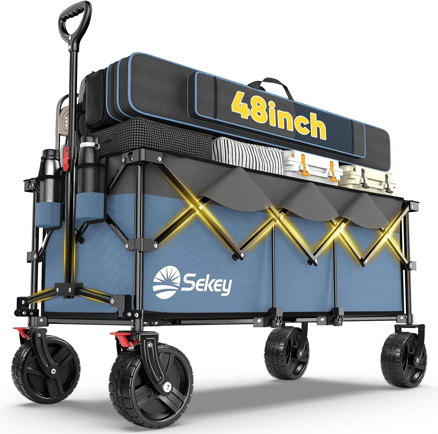 Special Sekey 48鈥滾 Collapsible Foldable Extended Wagon with 660lbs Weight Capacity - Image 4