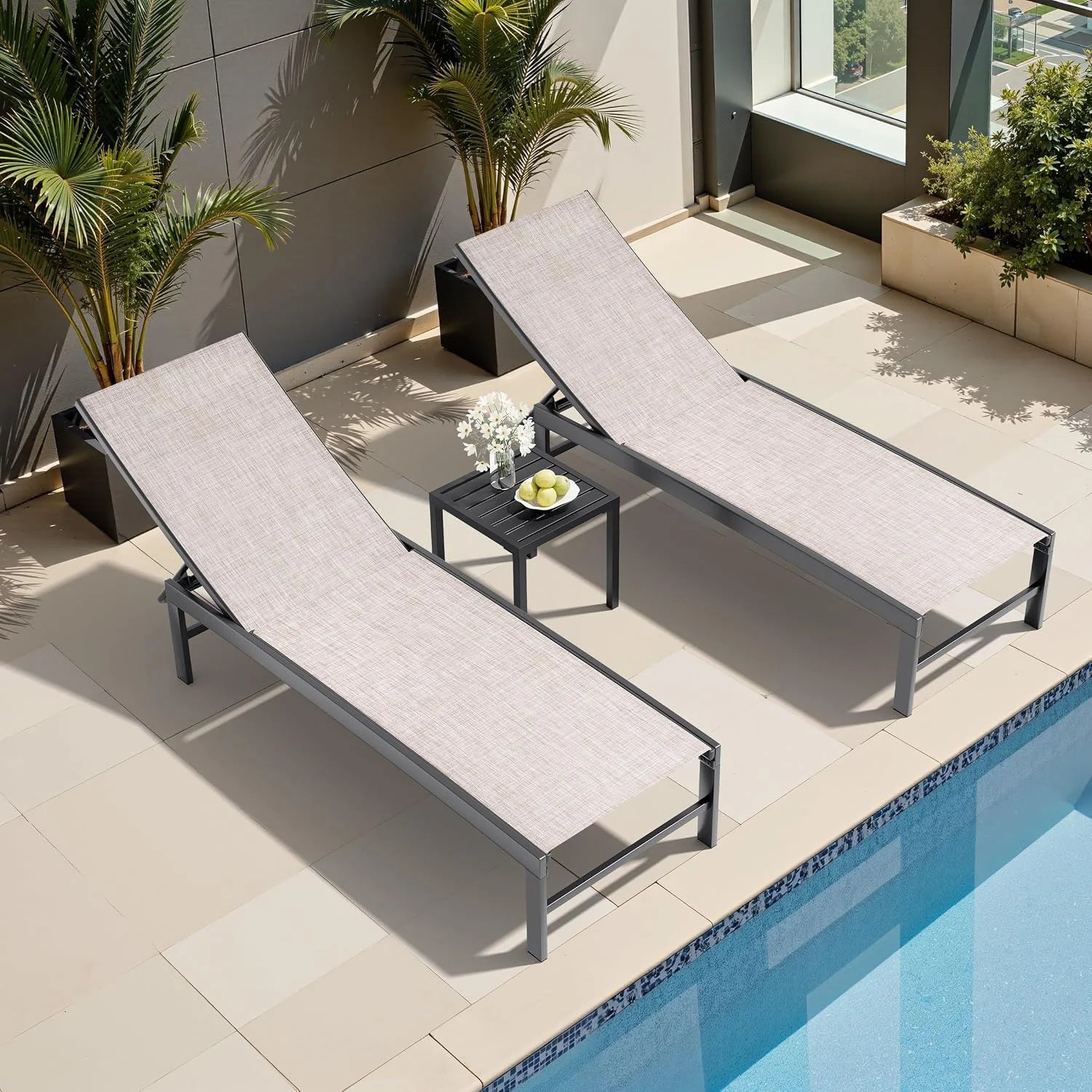 Special Products Lounge Chair Outdoor Set of 2, Metal Pool Chaise Lounge Chairs, Adjustable Five-Position Tanning - Image 13