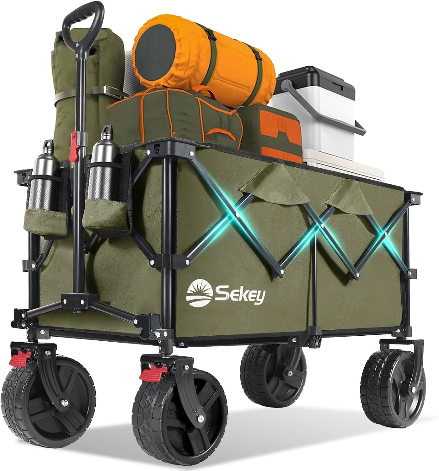 Special Sekey 220L Wagons Carts Foldable with Big All-Terrian Beach Wheels, Collapsible Heavy DutyWagon with Cup Holders - Image 2