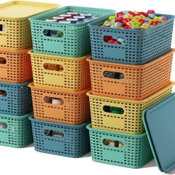 Alternative view of Special Storage Basket with Lids 10 Pack Stackable Storage Bins Containers with Lid, Decorative Storage Boxes