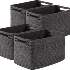 Alternative view of Special 4Packs Natural Cotton Rope Storage Baskets for Organizing Toys, Clothes, Towels & Books, Soft Versatile Organizers