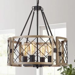 Special SANTOSTOCK D19” Farmhouse Chandelier, Rustic Hanging Lights for Entryway Foyer Bedroom Living Room