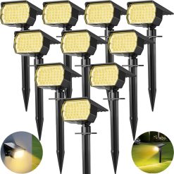 Special Solar Spot Lights Outdoor 10 Pack, [46 LED/3 Modes] Solar Landscape Spotlights Waterproof