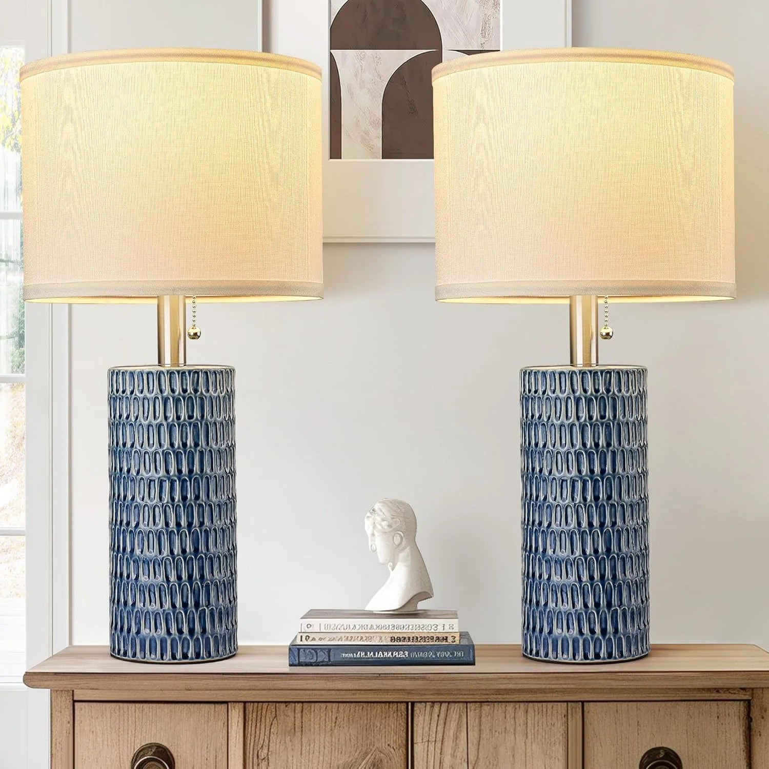 Special Reaketon 20.5 Modern Ceramic Table Lamps for Bedroom Set of 2, Farmhouse Table Lamp for Living Room Office Dorm - Image 10