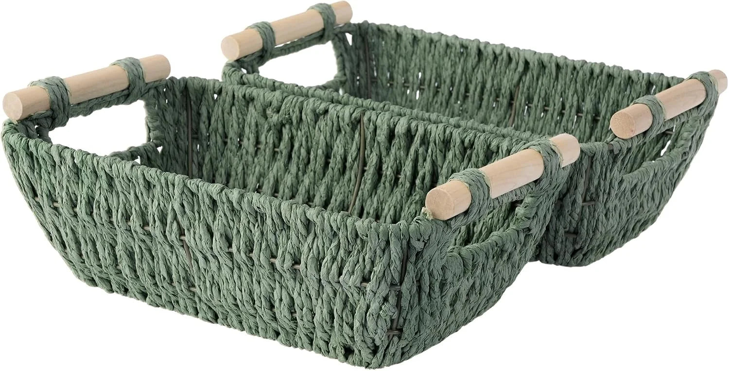 Special StorageWorks Wicker Baskets for Organizing, Water Hyacinth Storage Baskets, Wicker Storage Baskets for Shelves - Image 3