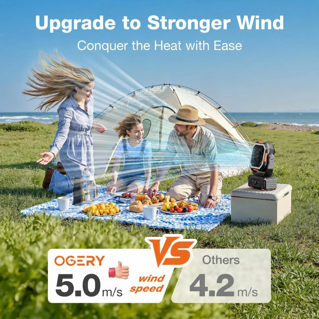 Special OGERY Portable Fan Rechargeable, 30000mAh Camping Fan for Tent, RV & Outdoor with Up to 322H Runtime - Image 5