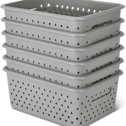 Special Decorative BPA-Free Plastic Storage Baskets, 9.9 x 7.4 x 4.16 inches, Grey, 6-Pack