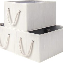 Special StorageWorks Fabric Storage Bins with Rope Handles, Beige, Extra Large, Collapsible Closet Storage Bins, Closet