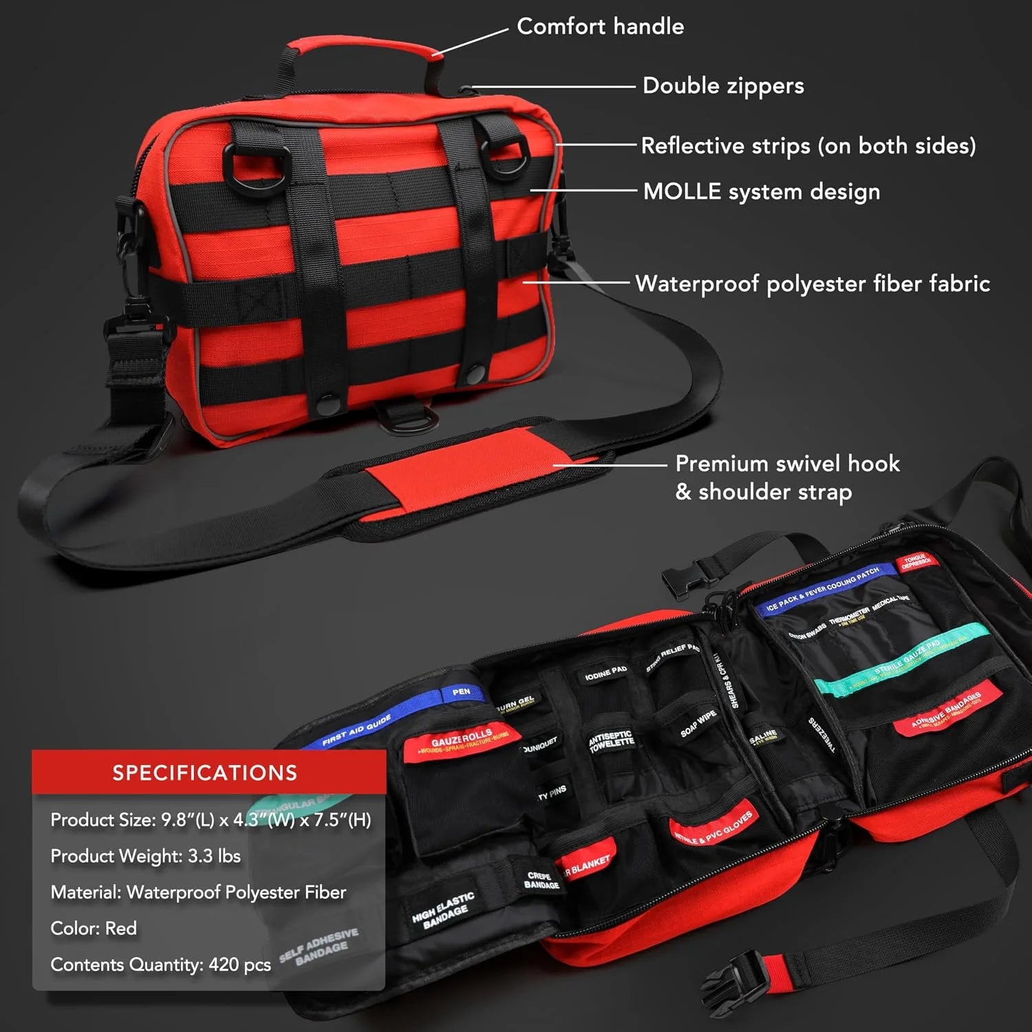 Special First Aid Kit, Well-Organized Premium Waterproof Compact Trauma Medical Kits for Any Emergencies - Image 7