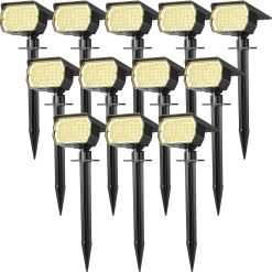 Alternative view of Special Solar Spot Lights Outdoor Waterproof IP65, 12 Pack Landscape Spotlights with 46 LEDs, 3 Modes Auto On/Off Solar