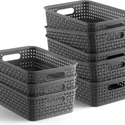 Special [ 8 Pack ] Plastic Storage Baskets, Small Pantry Organization and Storage Bins, Household Organizers for Laundry