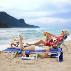 Alternative view of Special Beach Chair Face Holes, Lounge Chair Outdoor with Folding Side Table, 5-Position Recliner, Max 330lbs