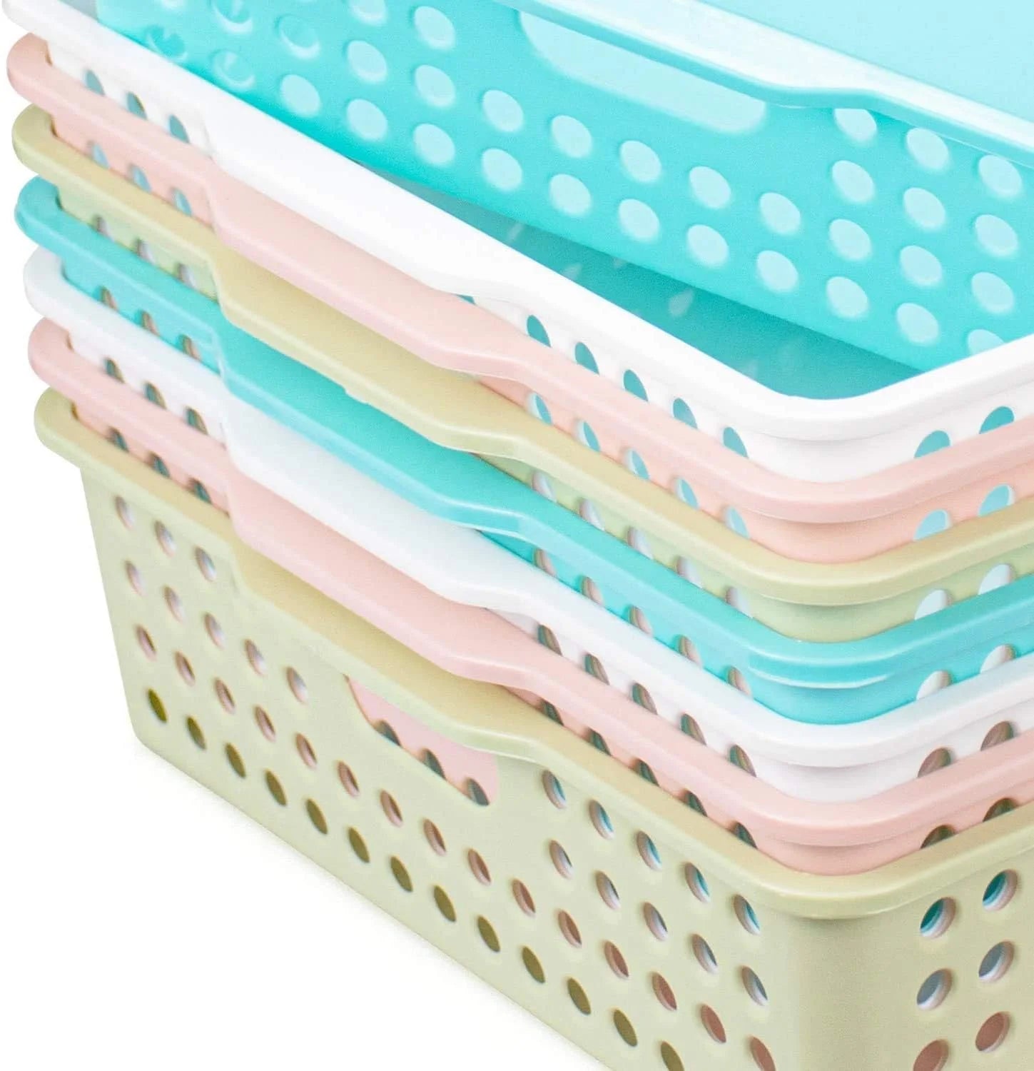 Special Plastic Storage Baskets, Colorful Paper Organizer Baskets Plastic Shelf Bins with Handles, Classroom Office - Image 4