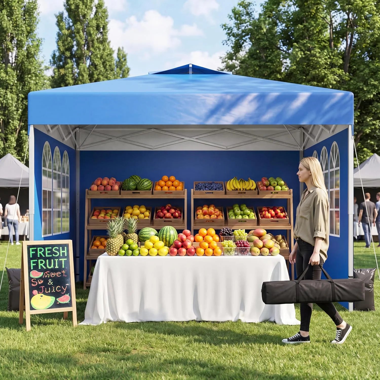 Special Ponevora 10x10 One Push Pop Up Canopy Tent with Vented Roof, White - Image 3