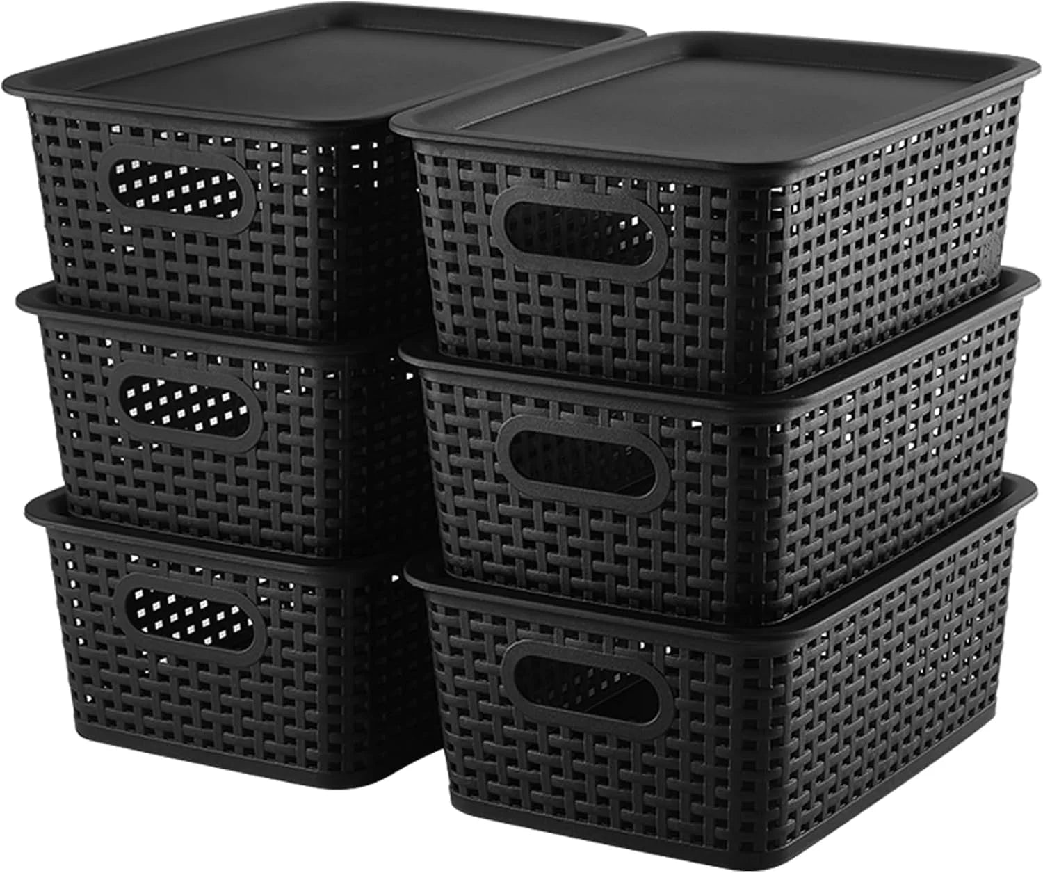 Special Plastic Storage Baskets Bins With Lid Organizing Container Lidded Knit Storage Organizer Bins for Shelves Drawers