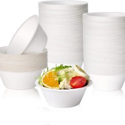 Special 150 Pack 12 oz Compostable Paper Bowls Disposable, White