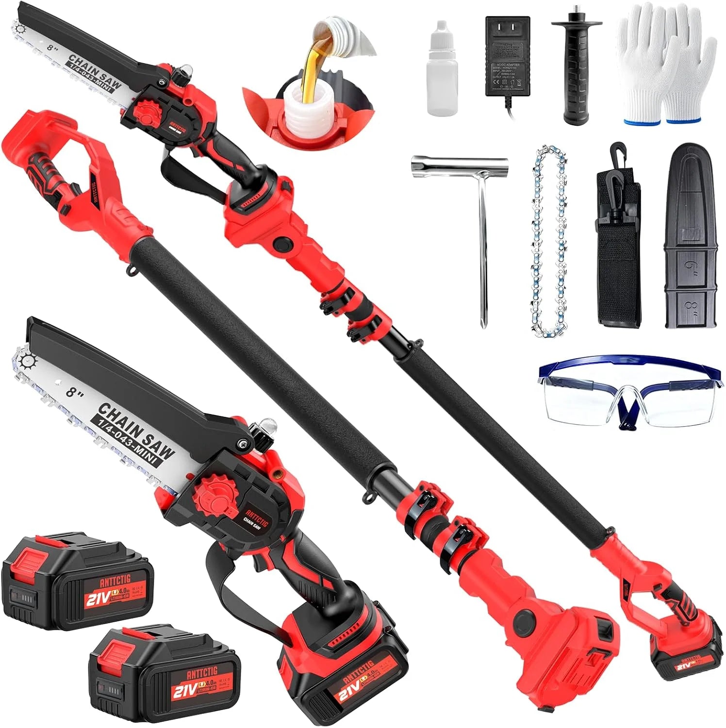 Special Cordless Pole Saw, 8 Inch Mini Chainsaw, 6.6-Ft Electric Pole Saws