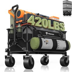 Special 150L Collapsible Wagon Compact with Big Wheels, 420LBS Black