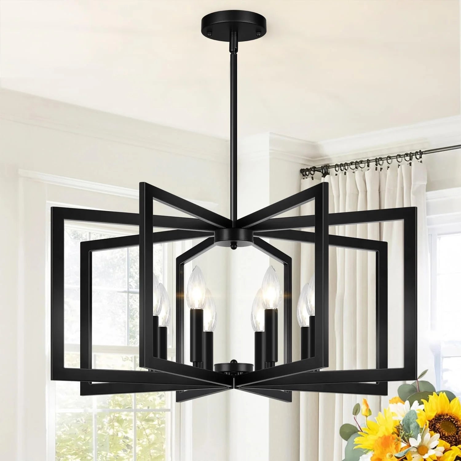 Special 25-61 Height Adjustable Modern Matte Black Chandelier for Dining Room - Image 9
