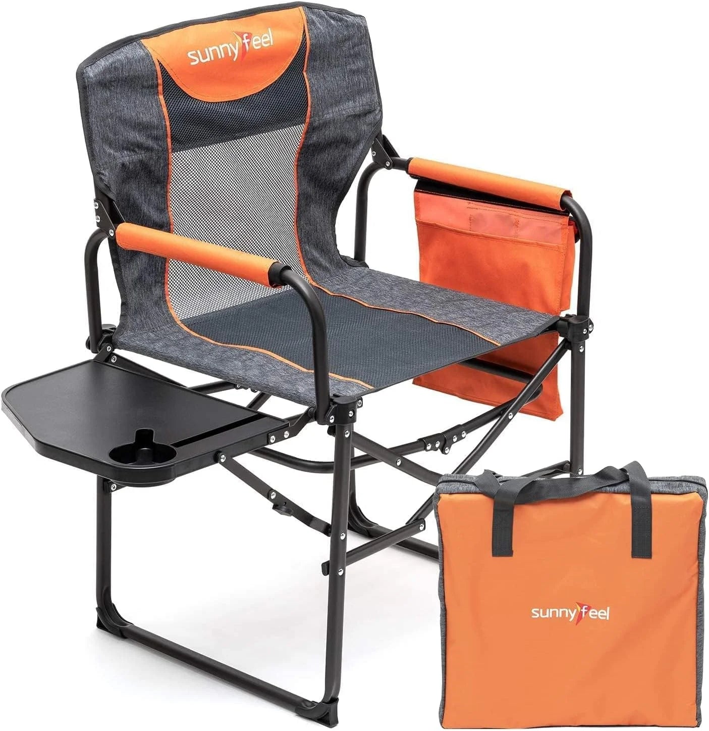 Special SUNNYFEEL Camping Directors Chair, Heavy Duty, Oversized Portable Folding Chair with Side Table - Image 2