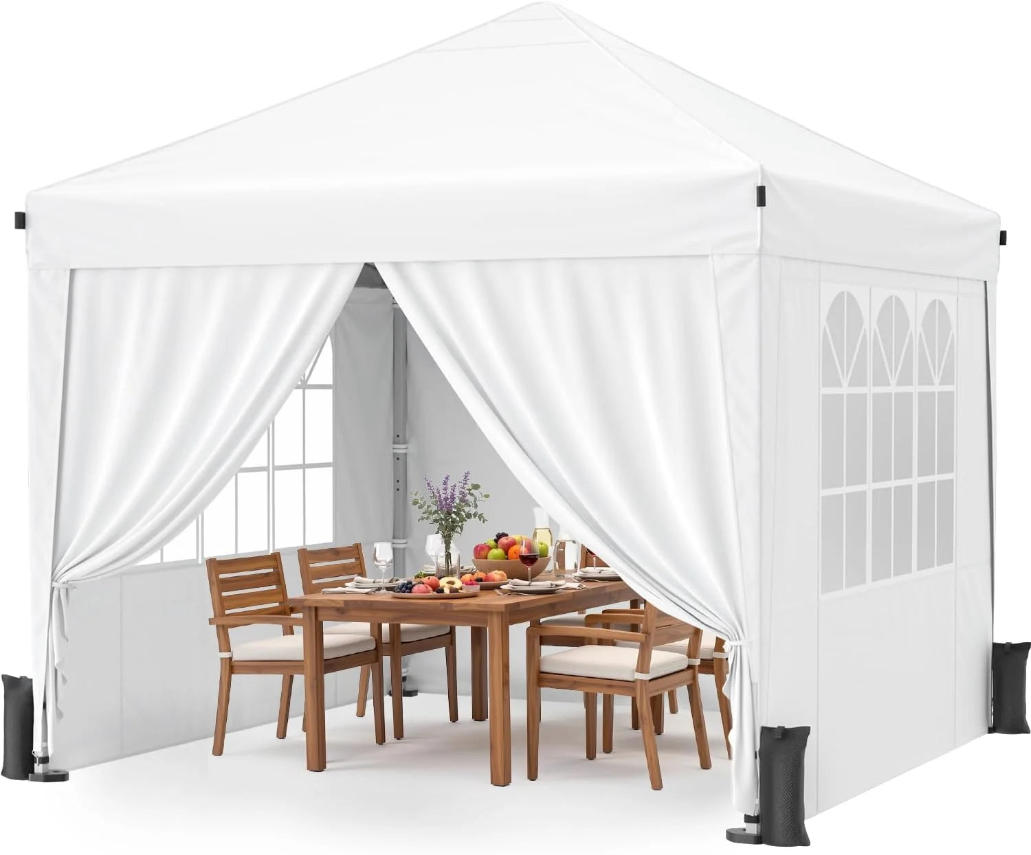 Special Vinabilia 10x10 Pop Up Canopy Tent with One-Push Center Lock,White - Image 5