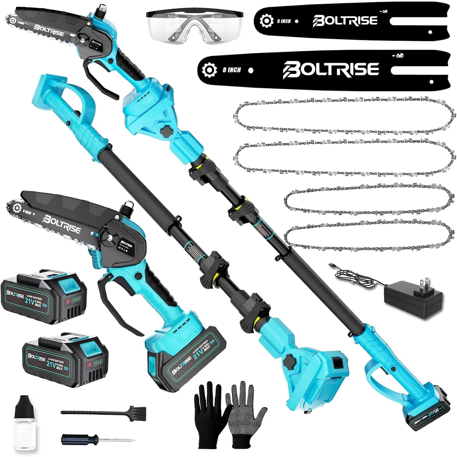 Special 3-in-1 Electric Pole Saw, 8 Inch & 6 Inch Mini Chainsaw with Extension Pole