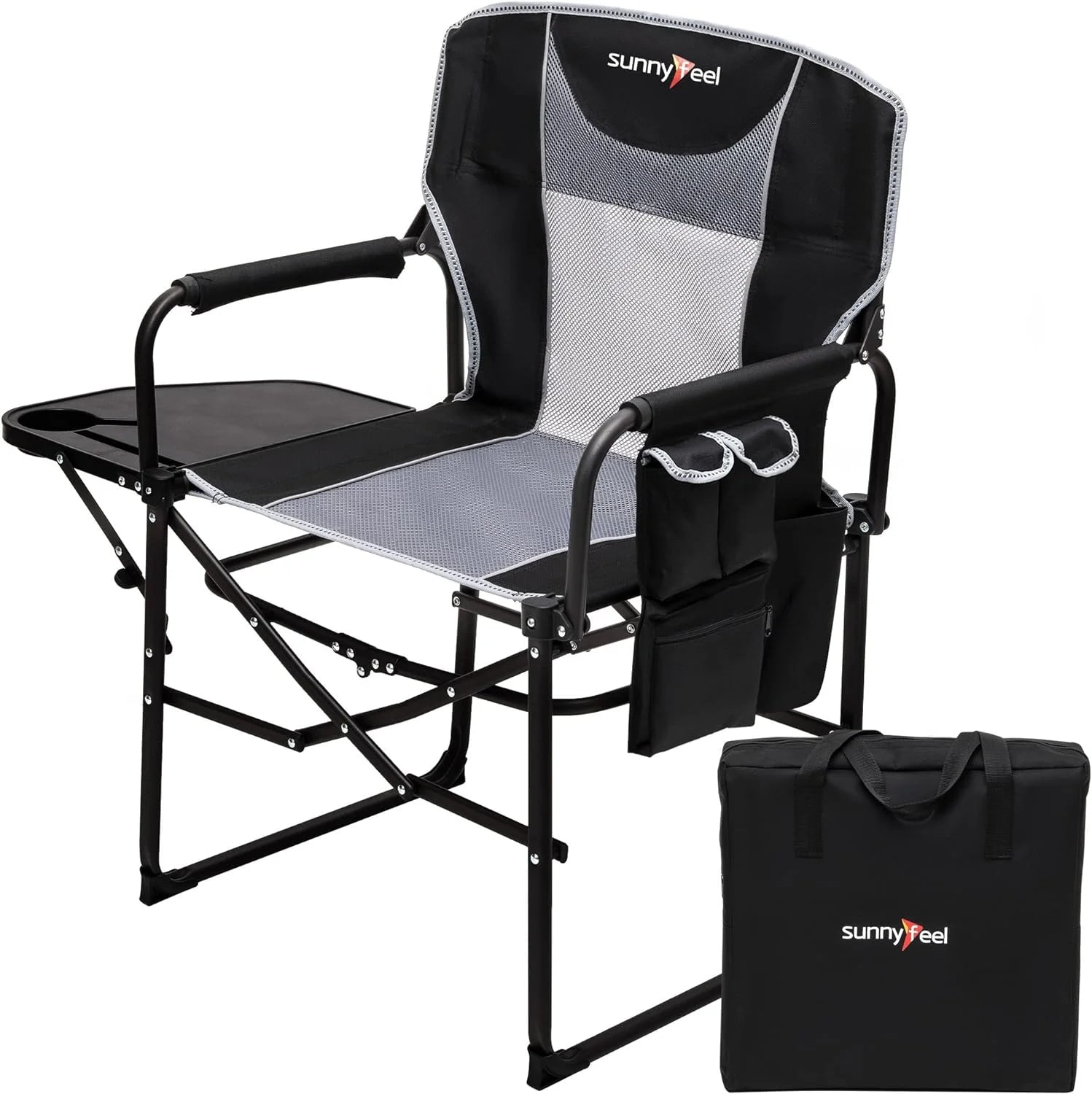 Special SUNNYFEEL Camping Directors Chair, Heavy Duty, Oversized Portable Folding Chair with Side Table - Image 7