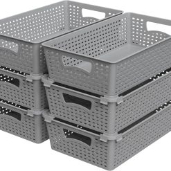 Alternative view of Special Plastic Woven Basket Organizer, 6 Pack, White, 14.5 D x 8.5 W x 3.5 H