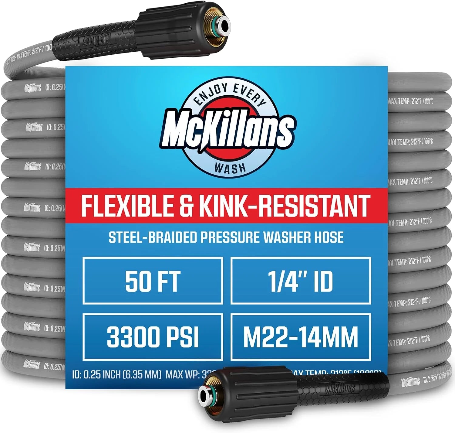 Special QC Installed Pressure Washer Hose 50 ft, Flexible & Kink-resistant, Steel-Braided & Durable- 3/8 QC - Image 2
